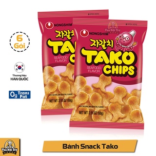 Combo 6 gói Bánh snack tako vị hải sản Hàn Quốc 60g