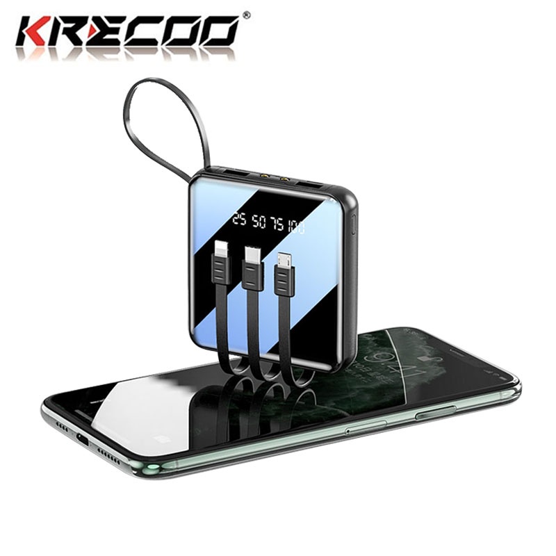 Sạc Dự Phòng 10000mAh KRECOO Mini Cho Điện Thoại Iphone X 8 7 6 Samsung S8 S9 Xiaomi Dung Lượng