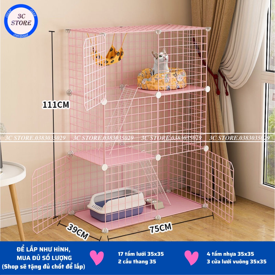 TẶNG CHỐT Tấm lưới - Chuồng Quây Cho Thú Cưng, Chó Mèo - Lắp Ghép (Bán lẻ theo tấm)