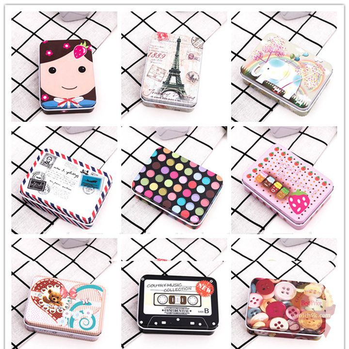 Hộp sắt kim loại để tiền giấy tờ và phụ kiện trang sức cho nữ nam