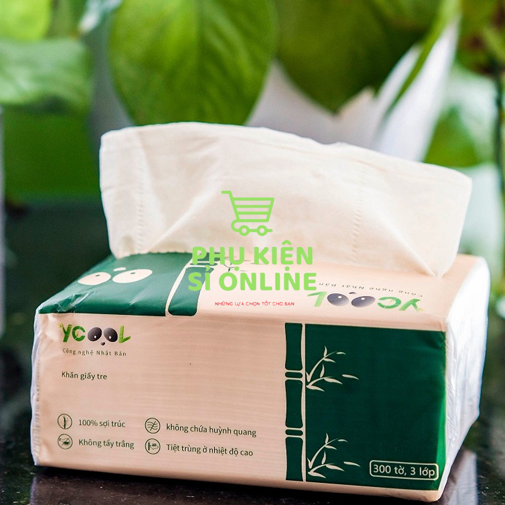 Thùng 30 gói/300 tờ/4 lớp Giấy ăn Gấu Trúc YCOOL/khăn giấy rút mịn, dai, không mùi, không chất tẩy trắng Store4girls