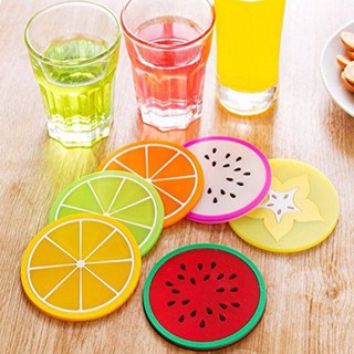 Set 6 đế lót ly cốc bằng silicone chủ đề trái cây đẹp mắt