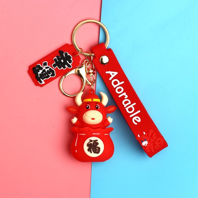 Móc Khóa Hình Bò Sữa Hoạt Hình Đáng Yêu Pu