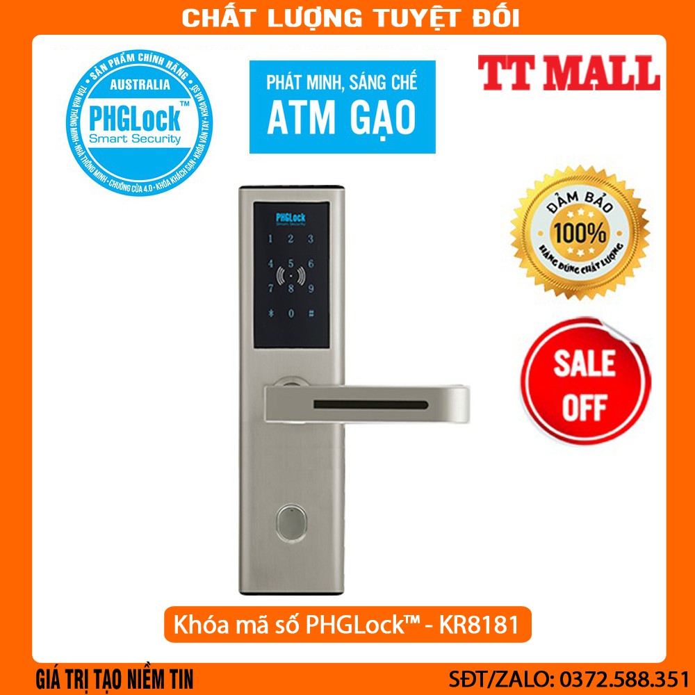 Khóa mã số,thẻ từ cho cửa gỗ PHGLock™ - KR8181 chính hãng bảo hành 24 tháng .