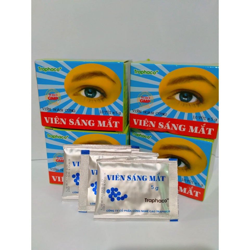 VIÊN SÁNG MẮT Traphaco hộp10 Túi 5 g hỗ trợ trong trường hợp mờ mắt, nhức mắt, khô mắt, chói mắt khi ra nắng..