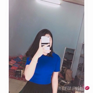 Croptop len gân tay ngắn sale 3 màu