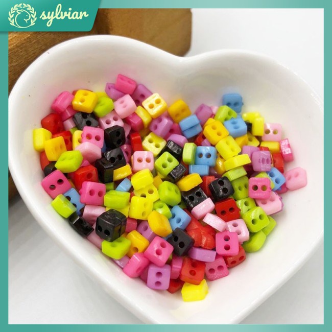 Set 200 Cúc Áo Nhựa Mini 6mm Nhiều Màu Sắc Dùng Để Trang Trí Đồ Thủ Công
