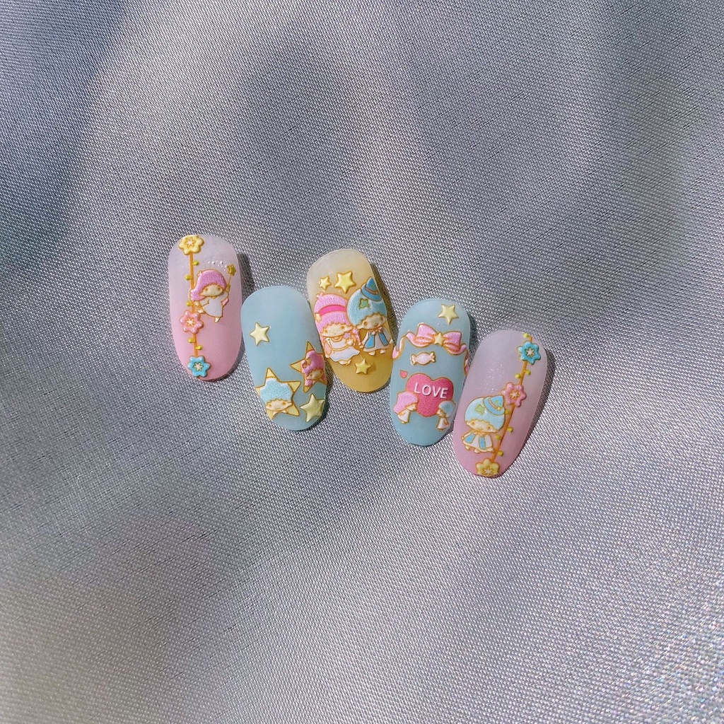 Miếng Dán Trang Trí Móng Tay In Nổi Họa Tiết Sanrio Piglet Xinh Xắn