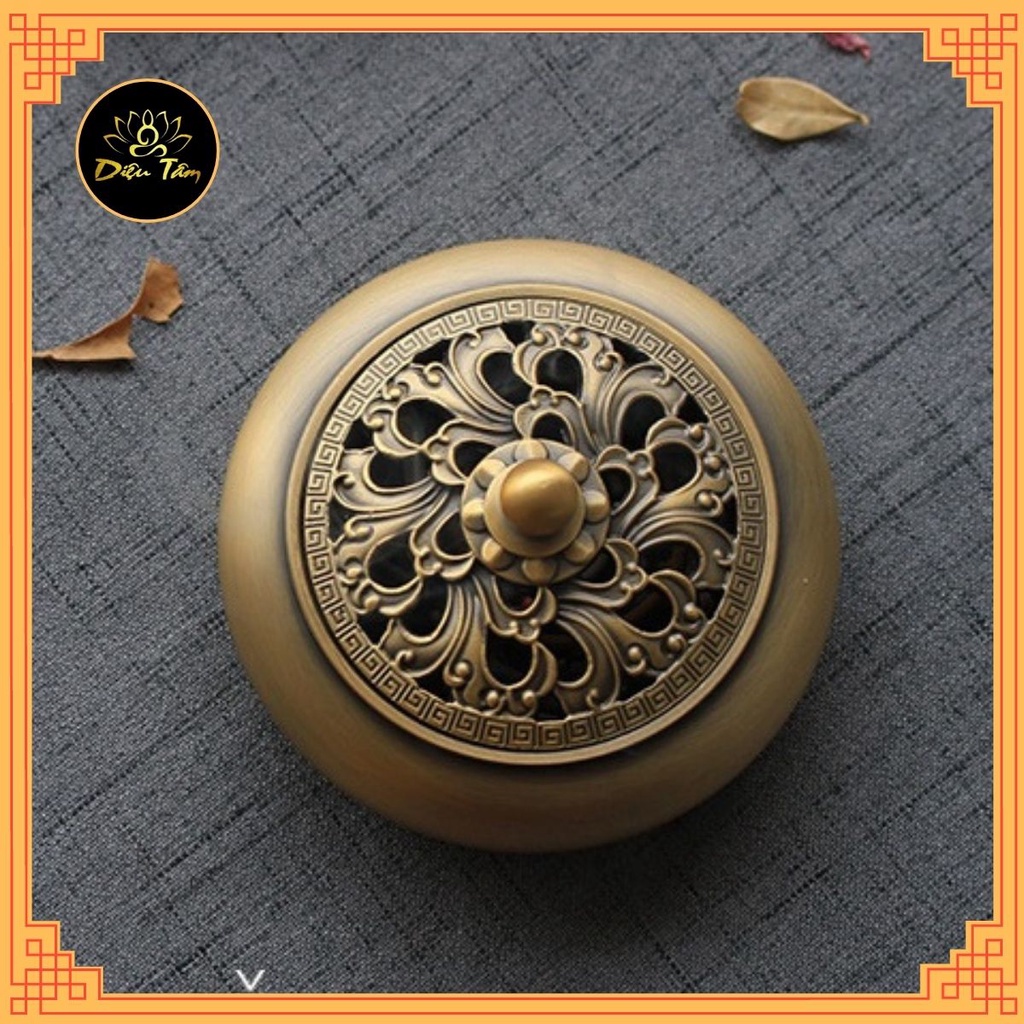 Lư đồng xông trầm hương dùng để xông trầm nụ, nhang trầm vòng, trầm hương, phụ kiện xông trầm bày bàn trà