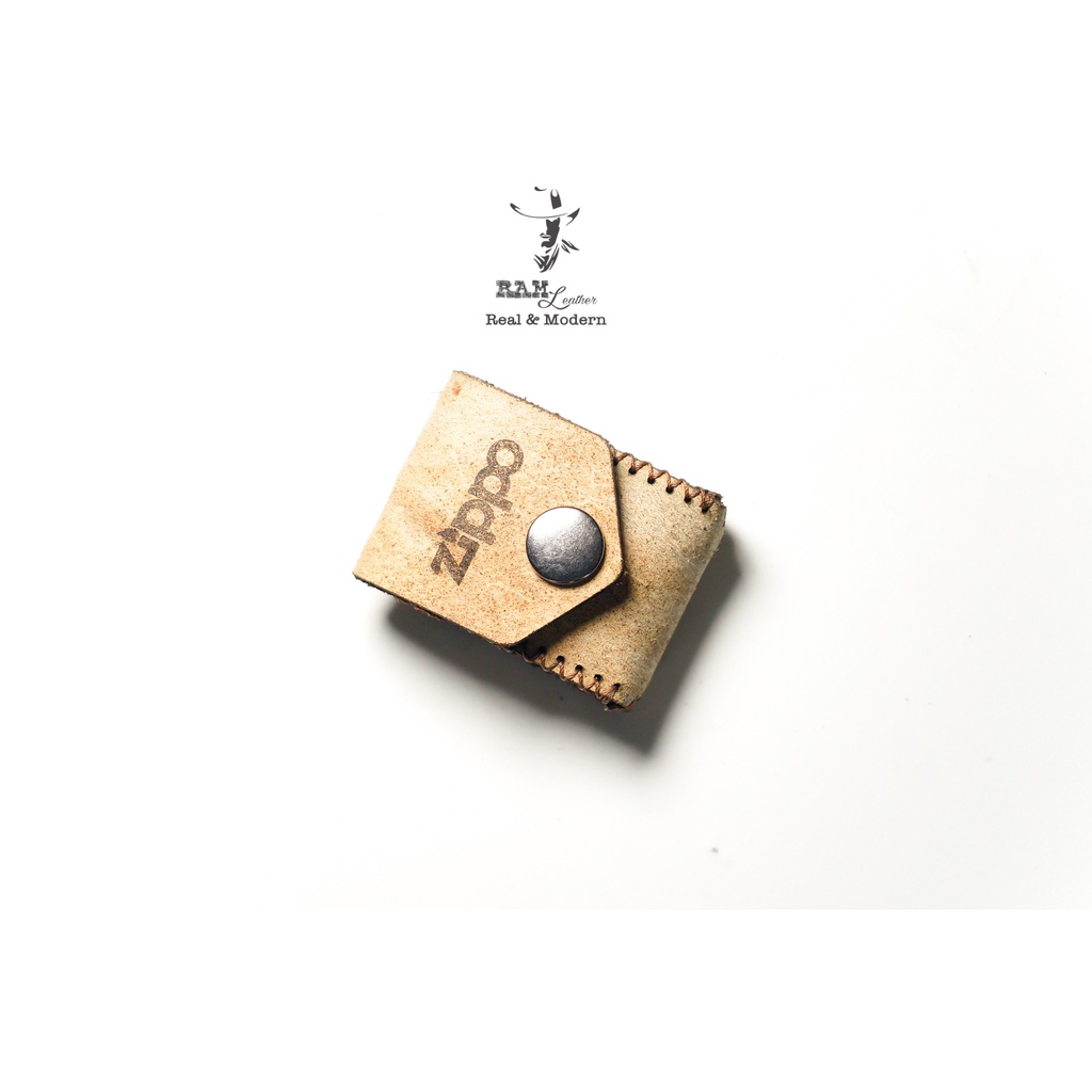 Bao da Zippo Da Bò Lộn Vàng Sáng - Chính Hãng Ram Leather