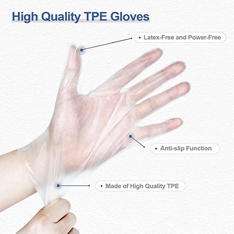 Set 100 găng tay nhựa TPE trong suốt dày dặn dùng một lần chống ô nhiễm