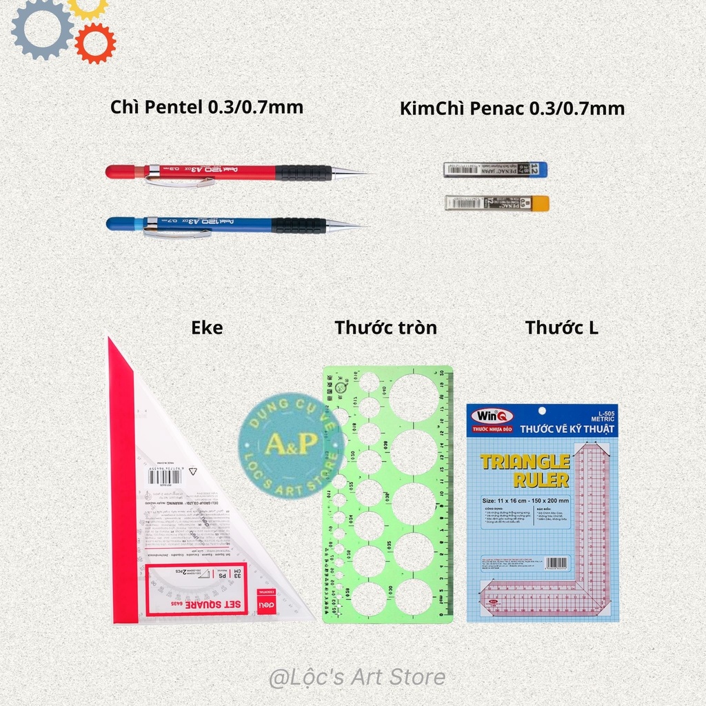 [Lộc's Art Store] Combo vẽ kỹ thuật đầy đủ cho sinh viên kỹ thuật xây dựng và kiến trúc