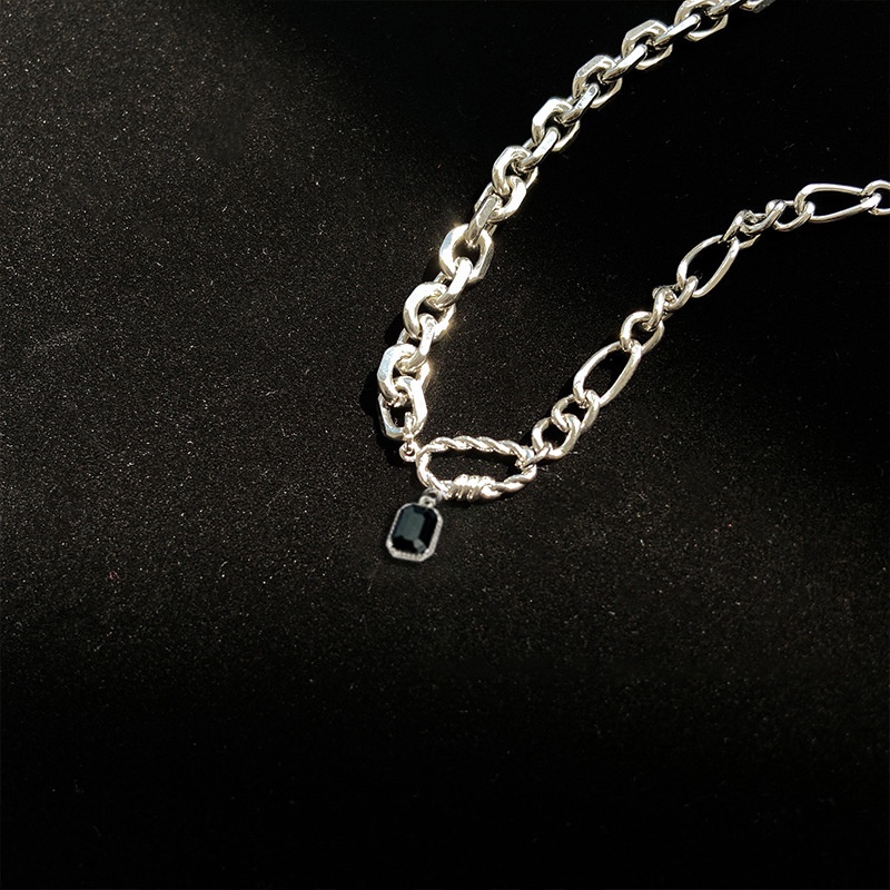 Vòng cổ Mặt Đá Đen Phong Cách hip hop Hàn Quốc Cá Tính