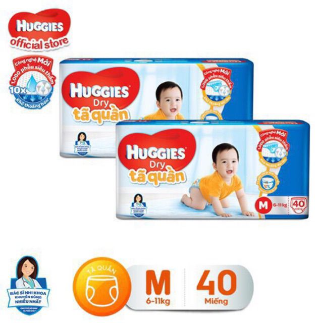 Tã quần HUGGIES DRY M40/ L36 /XL32/ XXL28