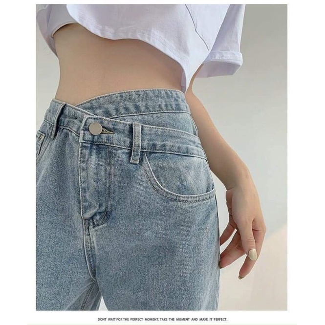 Quần bò suông cạp khuy lệch | BigBuy360 - bigbuy360.vn