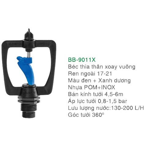 BÉC THÌA TƯỚI CÂY THÂN XOAY DẠNG VUÔNG REN NGOÀI 17-21