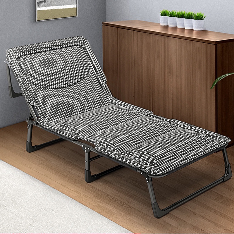 Giường gấp lót đệm bọc vải-Giường ngủ đơn gấp gọn tuỳ chỉnh độ cao đầu giường khung kim loại chịu lực