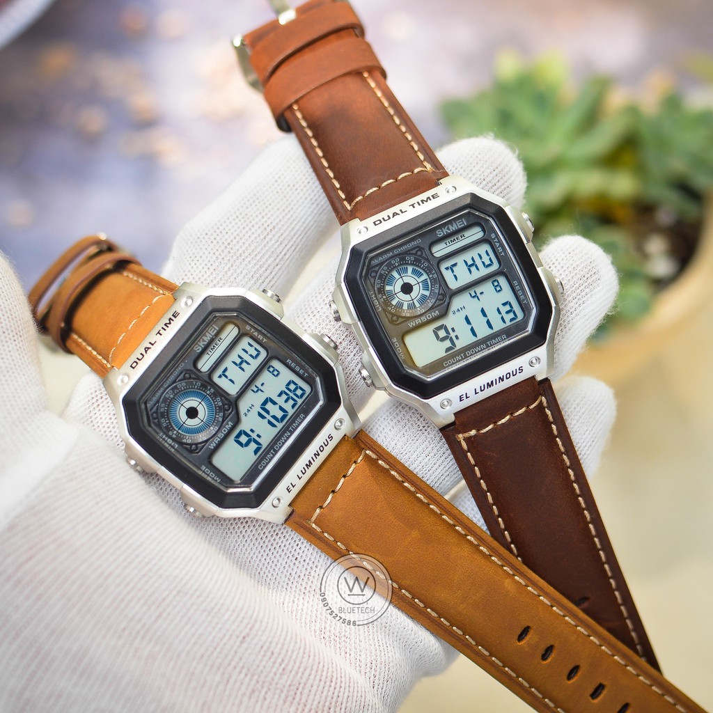 Dây da đồng hồ Casio AE-1200, SKMEI 1335 (Size 18mm)