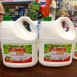 nước rửa chén bát power100 can 3,8 kg