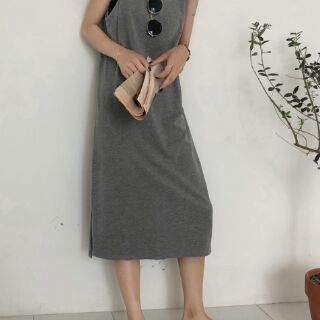 Váy liền hai dây cổ V dáng dài