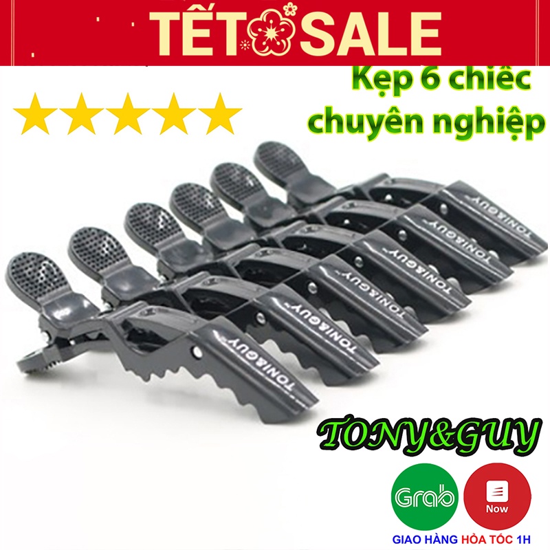 Kẹp cá sấu làm tóc chính hãng HALOMI bao gồm 6 chiếc màu đem chất liệu ABS chắc chắn chuyên dùng cho tóc