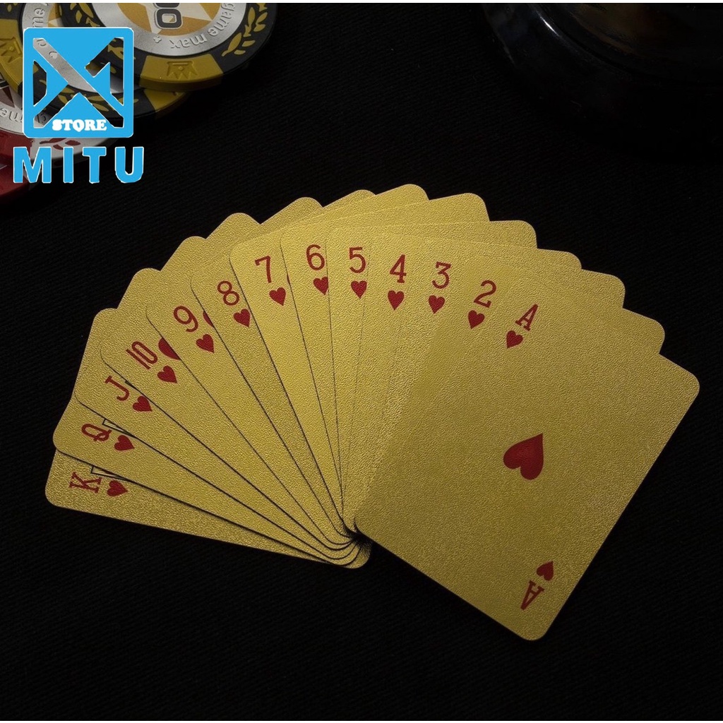 Bộ Bài Poker Nhựa PVC Mini Nhũ Vàng Chống Thấm Nước Độc Lạ Sang Trọng SP74