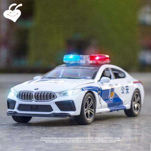 Đồ trang trí Xe Cảnh Sát BMW Có Đèn Và Âm Thanh Bằng Hợp Kim Tỉ Lệ 1:32