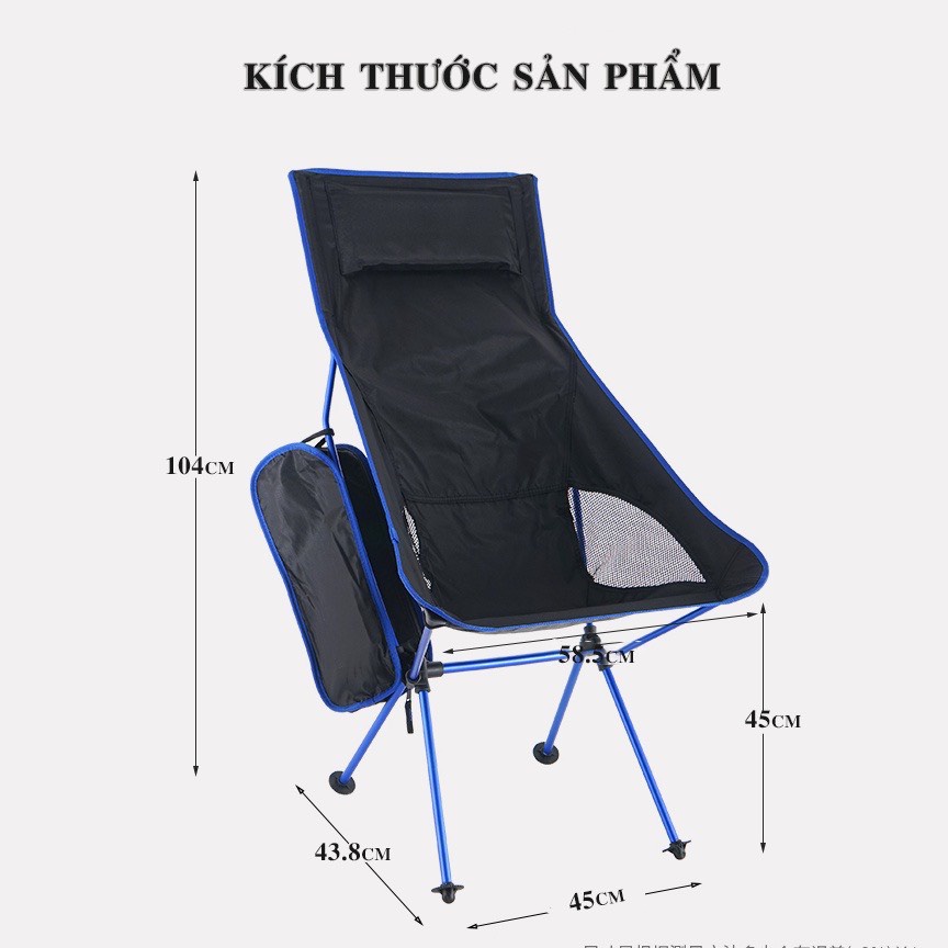 Ghế tựa gấp gọn du lịch, cắm trại, dã ngoại tiện lợi, nhỏ gọn, dễ tháp lắp
