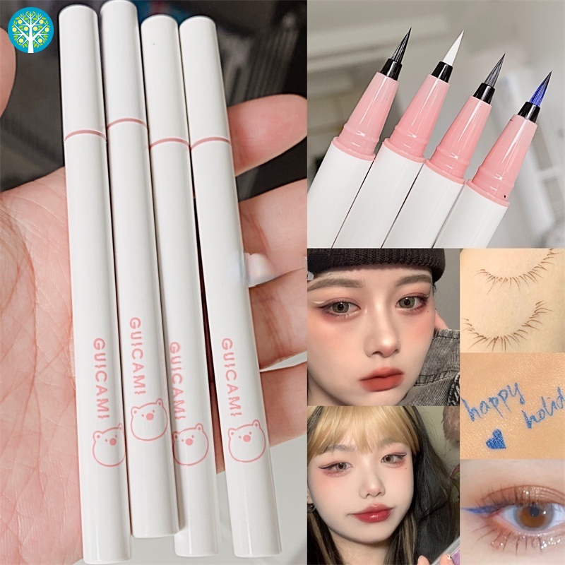 Bút kẻ mắt trang điểm GUICAMI dạng lỏng chống thấm nước lâu trôi tự nhiên vỏ màu trắng