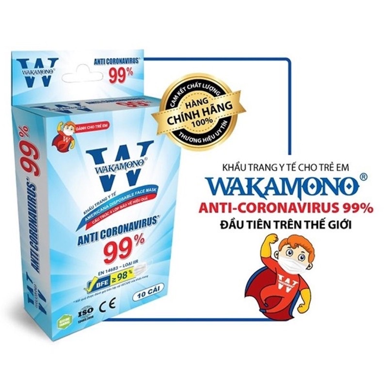 KHẨU TRANG WAKAMONO TRẺ EM (4 LỚP, HỘP 10 CÁI) - AZZIN STORE