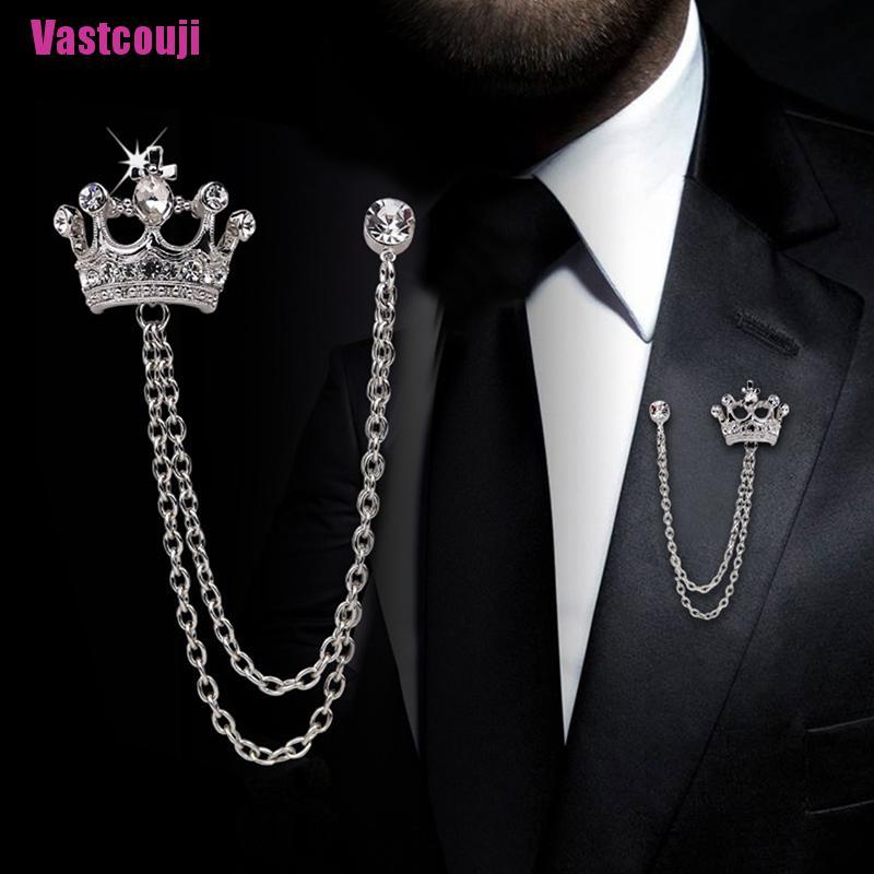 Ghim Cài Áo Hình Vương Miện Phối Dây Xích Tua Rua Thời Trang Cho Nam Và Nữ