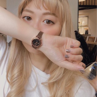 Đồng hồ nữ RATE mặt tròn [màu nâu mặt đen] size 20mm