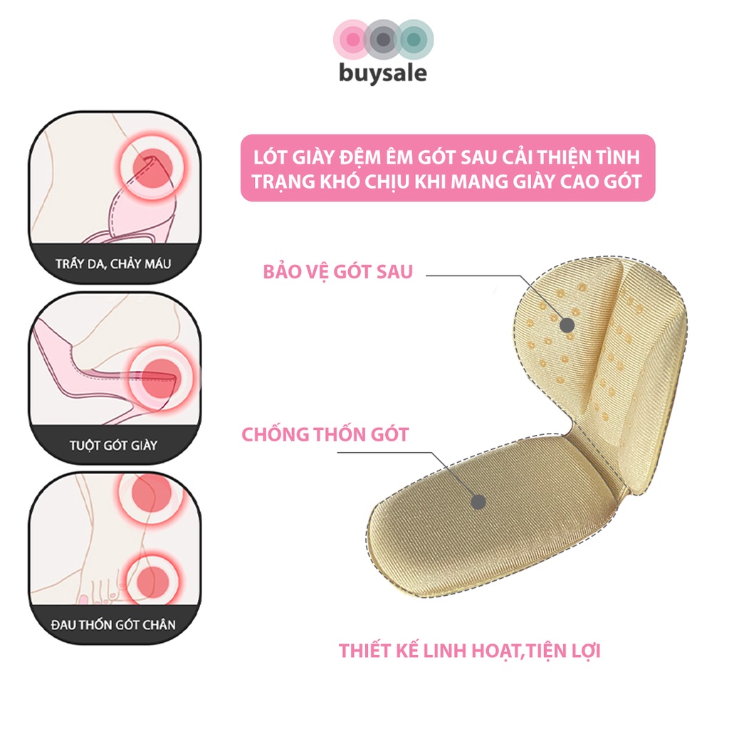 Lót giày bảo vệ gót chân giúp chống trầy da và chống thốn gót thiết kế kiểu vỏ sò ôm trọn gót chân - buysales - BSPK274