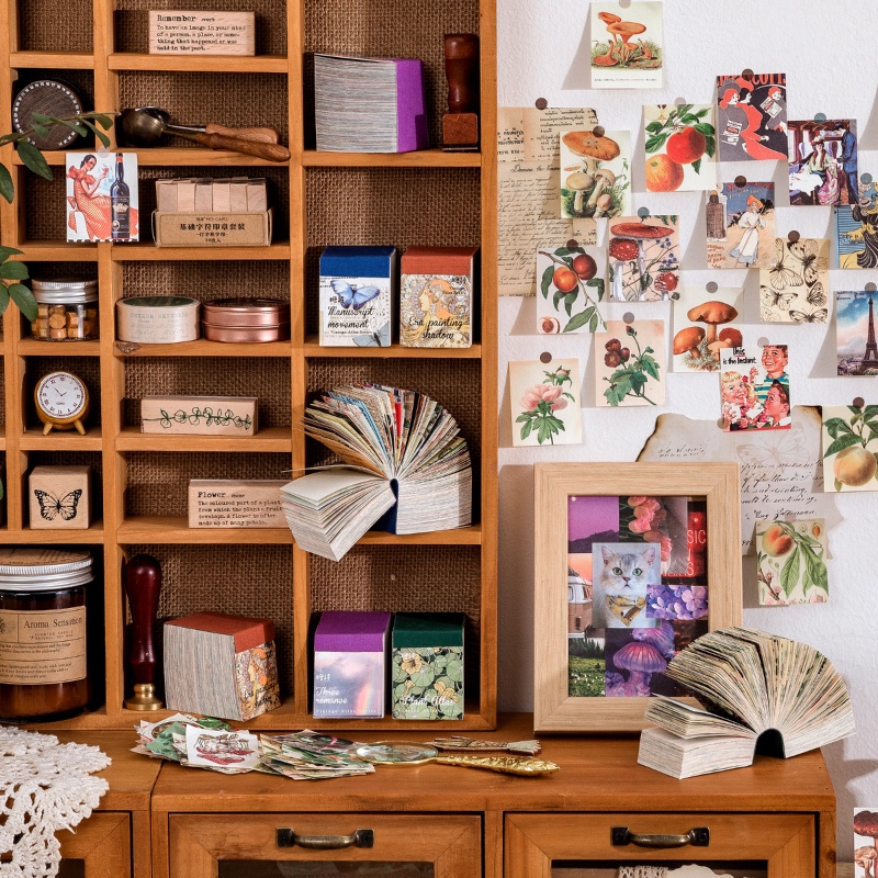 Set 400 Tờ Giấy Mini Phong Cách Vintage Dùng Trang Trí Album Ảnh/ Đồ Thủ Công DIY