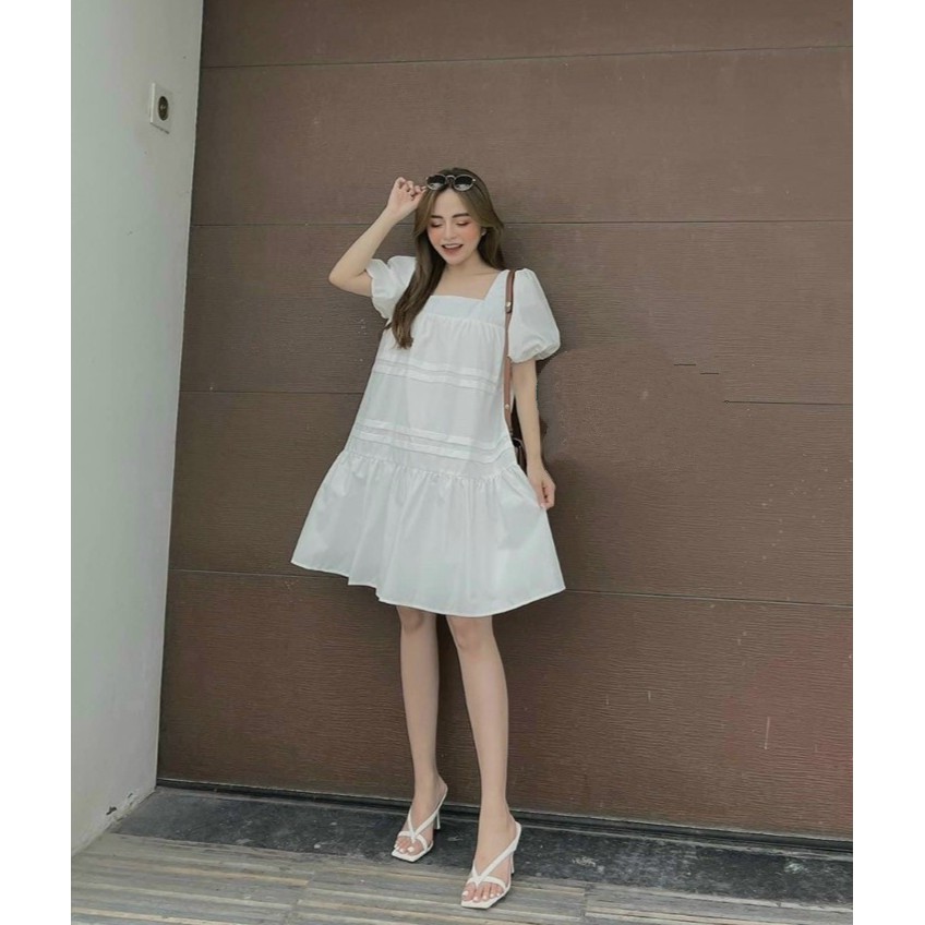 Đầm Babydoll Kèm Nơ Tay Ngắn Thời Trang Nữ Rose Fashion