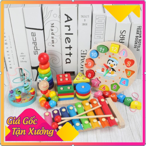 Combo 6 món đồ chơi gỗ phát triển trí tuệ - đồ chơi thông minh montessori, giáo cụ mầm non cho bé yêu phát triển
