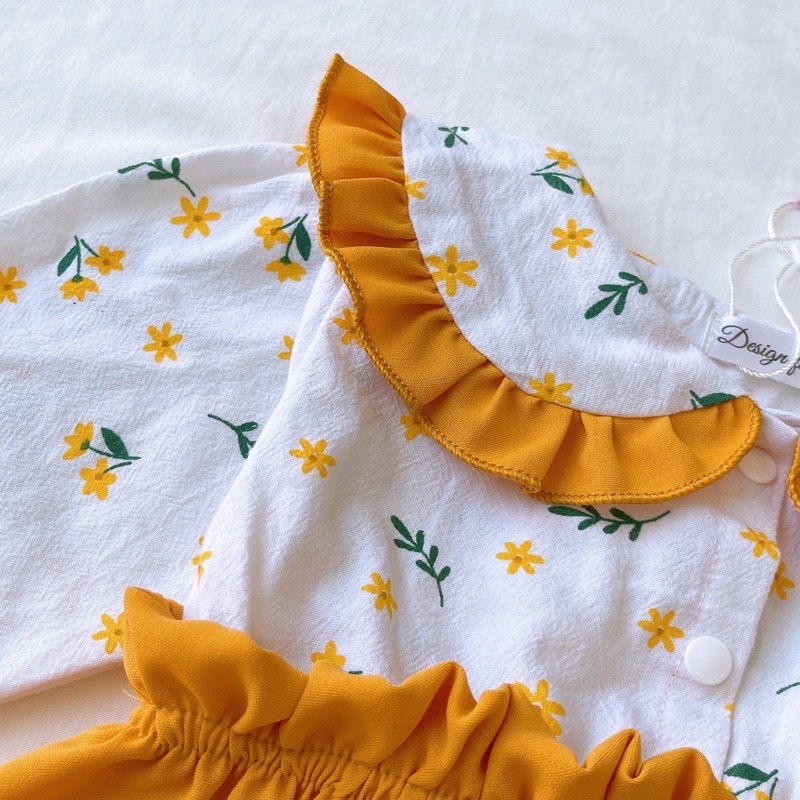 vải thô đũi cara mịn mát 2 bông hoa may váy áo khẩu trang và đồ handmade