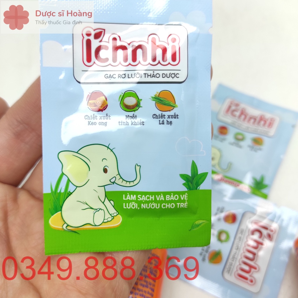 Gạc Rơ Lưỡi Thảo Dược Ích Nhi - Giúp Sạch và Bảo Vệ Lưỡi, Nướu Cho Bé - Hộp 30 gói