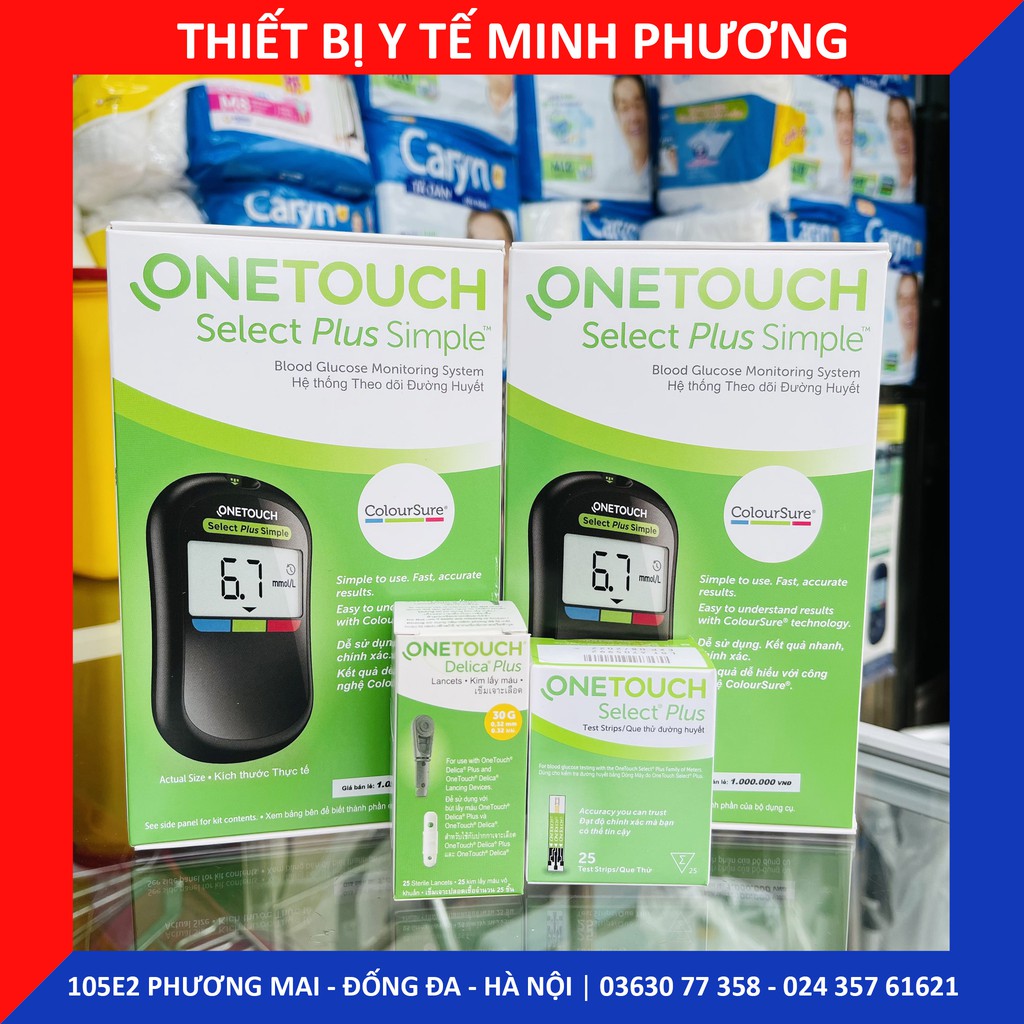 [CHÍNH HÃNG] Kim lấy máu và que thử máy đo đường huyết ONETOUCH Select Plus Simple
