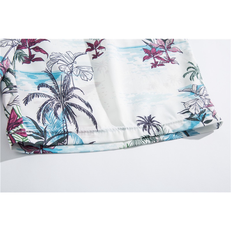 Set Áo Sơ Mi Tay Ngắn In Hình Cây Dừa 3D + Quần short Phong Cách Hawaii Cho Nam