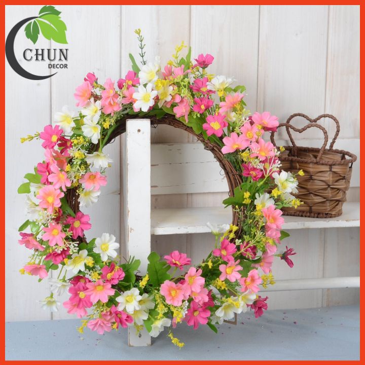 Vòng hoa giả trang trí tường, cửa sổ, decor phông rạp cưới nhiều mẫu