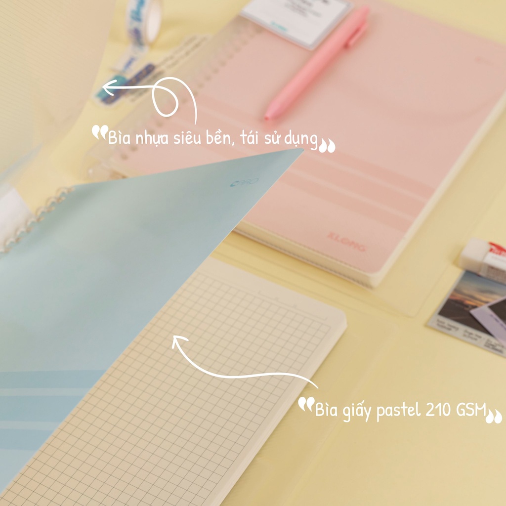 Sổ còng nhựa Binder KLONG B5 kèm 40 tờ ruột caro và 5 tab phân trang MS 544