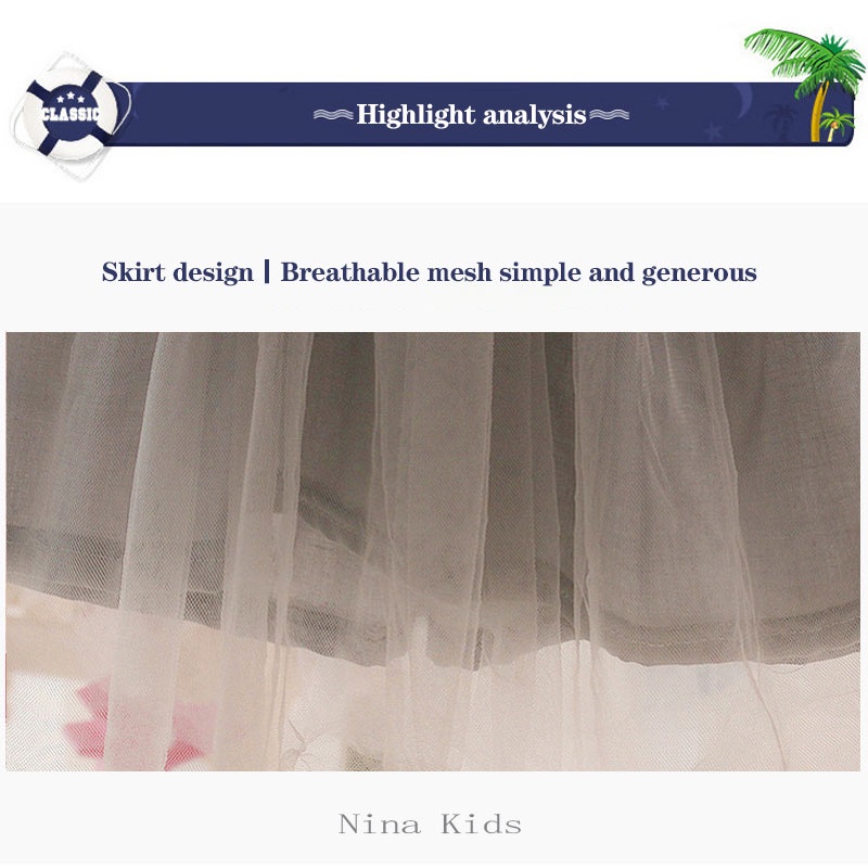 Đầm  tay ngắn chất liệu cotton phối lưới thời trang mùa hè cho bé gái 0-4 tuổi