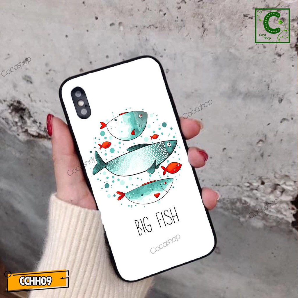 Ốp iphone mặt kính cường lực -  Những chú cá hoạt hình đáng yêu ngoài biển khơi - 6/6plus/6s/6splus/7/7plus/8/8plus/x/xr