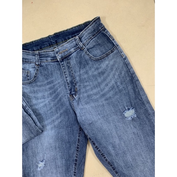 Quần jean baggy đen rách bigisze 63-98kg vải co giãn 4 chiều