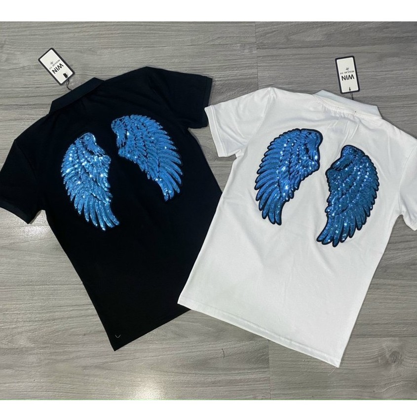 Áo thun nam đính đá thêu kim sa có cổ tay ngắn chất cotton (dainghia7993) | BigBuy360 - bigbuy360.vn