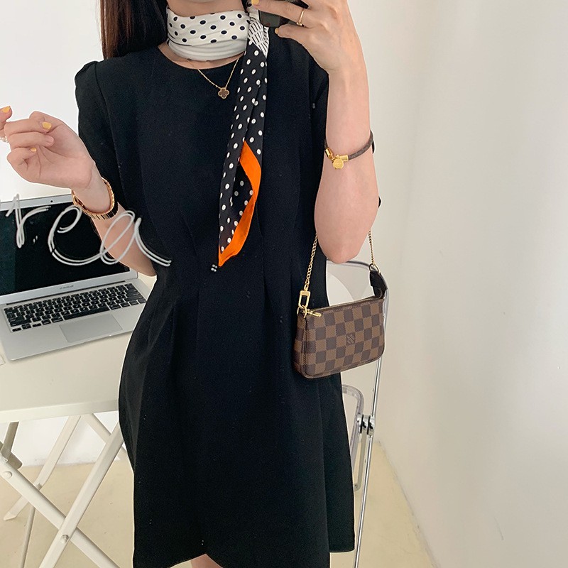 BạndanafasKhăn lụa vuông phong cách Nhật Bản phối kẻ chấm bi dễ thương AKL93