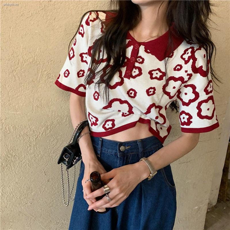 Áo Thun Dệt Kim Cổ Polo Tay Ngắn Phối Màu Sắc Tươi Tắn Thời Trang Mùa Hè Cho Nữ 2021 | BigBuy360 - bigbuy360.vn