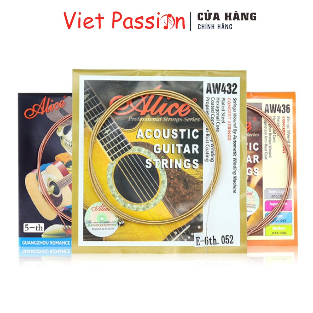 Dây lẻ 1, 2, 3, 4, 5, 6 cho đàn guitar acoustic bộ Alice A206, AW436 chính hãng