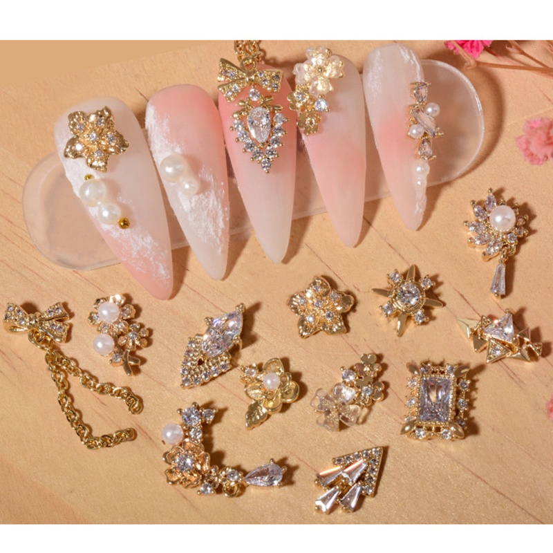 Hạt Đá Zircon 3D Bằng Hợp Kim Trong Suốt Lấp Lánh Trang Trí Móng Nghệ Thuật Thời Trang DIY